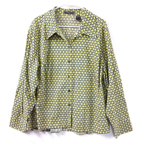 Liz Clairbrorne Womans Top Size 2XL Long Sleeve, Button up Chain Design - Picture 1 of 7
